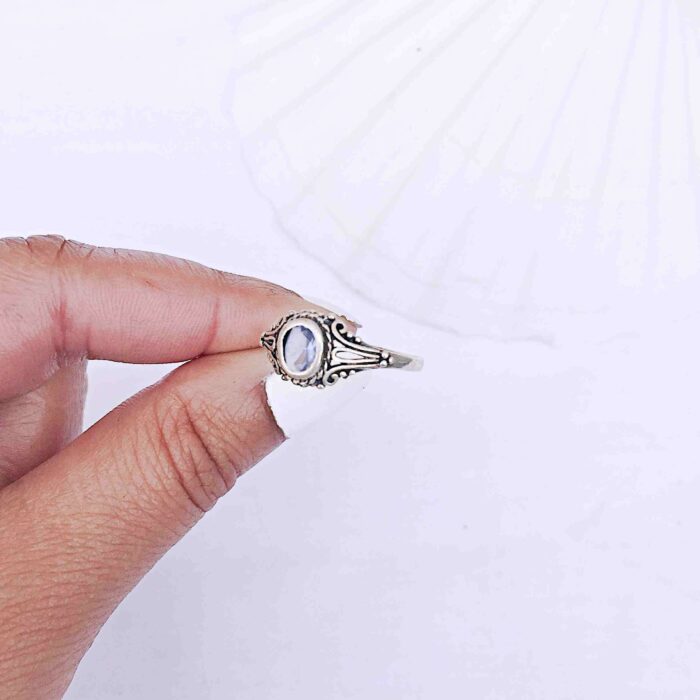 Sterling Silver Aquamarine Ring- Size 8.5 - Image 2