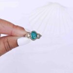 Sterling Silver Green Chalcednoy gemstone ring