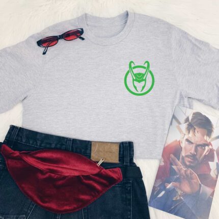 Loki Horned Helmet Pocket Print T-Shirt