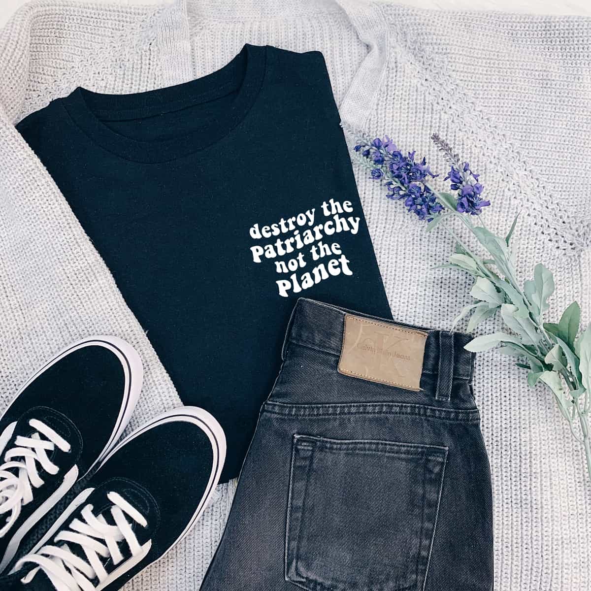 Destroy The Patriarchy Pocket Print T-Shirt Destroy The Patriarchy Pocket Print T-Shirt