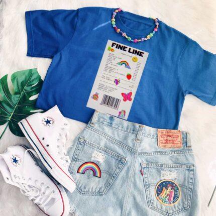 Fine Line Colourful Receipt T-Shirt