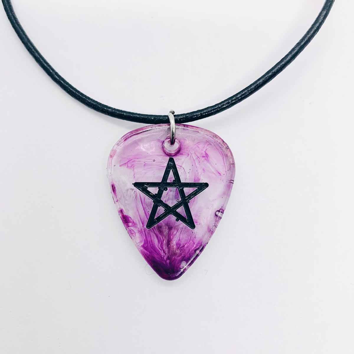 Pentagram Guitar Pick Leather Necklace Pentagram Guitar Pick Leather Necklace