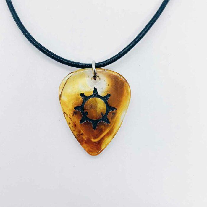 Sun Guitar Pick Leather Necklace