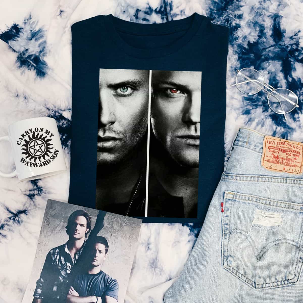 Sam and Dean Half Portrait T-Shirtt Sam and Dean Half Portrait T-Shirtt