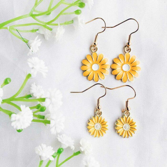 Gold Yellow Daisy Earrings