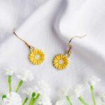 Gold Yellow Daisy Earrings