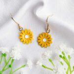 Gold Yellow Daisy Earrings
