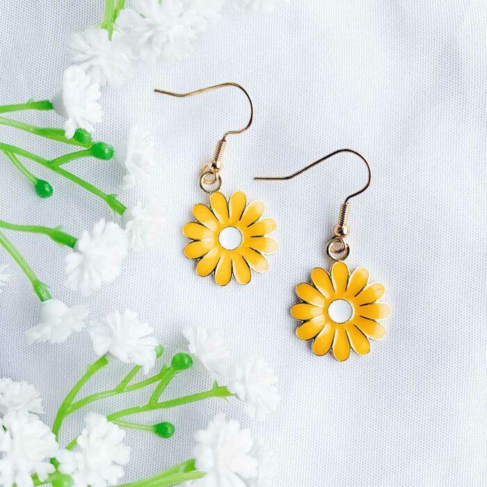 Gold Yellow Daisy Earrings