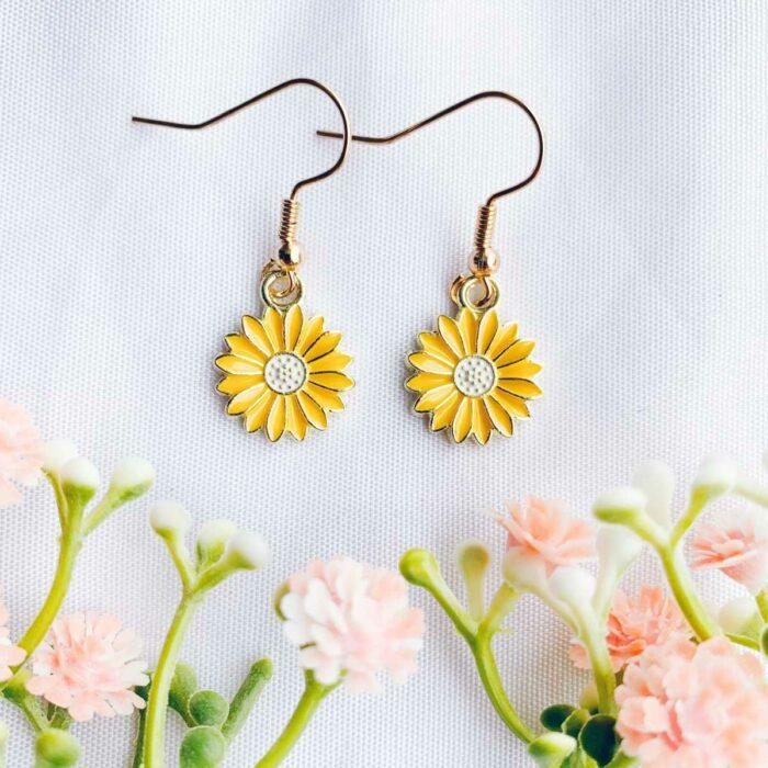 Gold Yellow Daisy Earrings