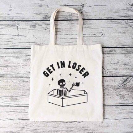 Get In Loser Skeleton Tote Bag