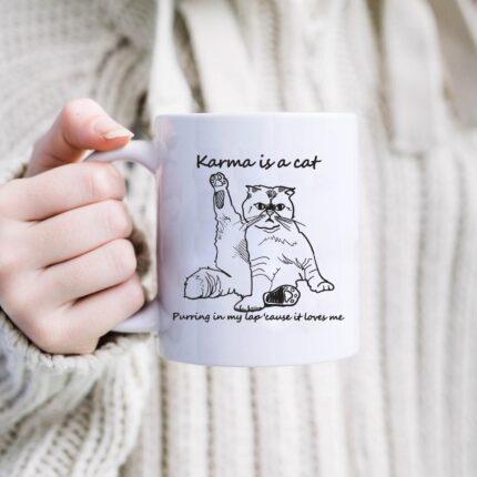 Karma Is A Cat Illustration Mug
