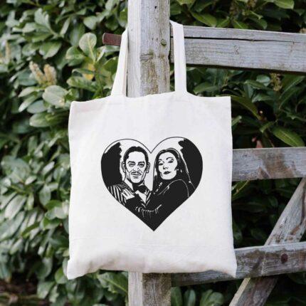Gomez & Morticia Heart Tote Bag