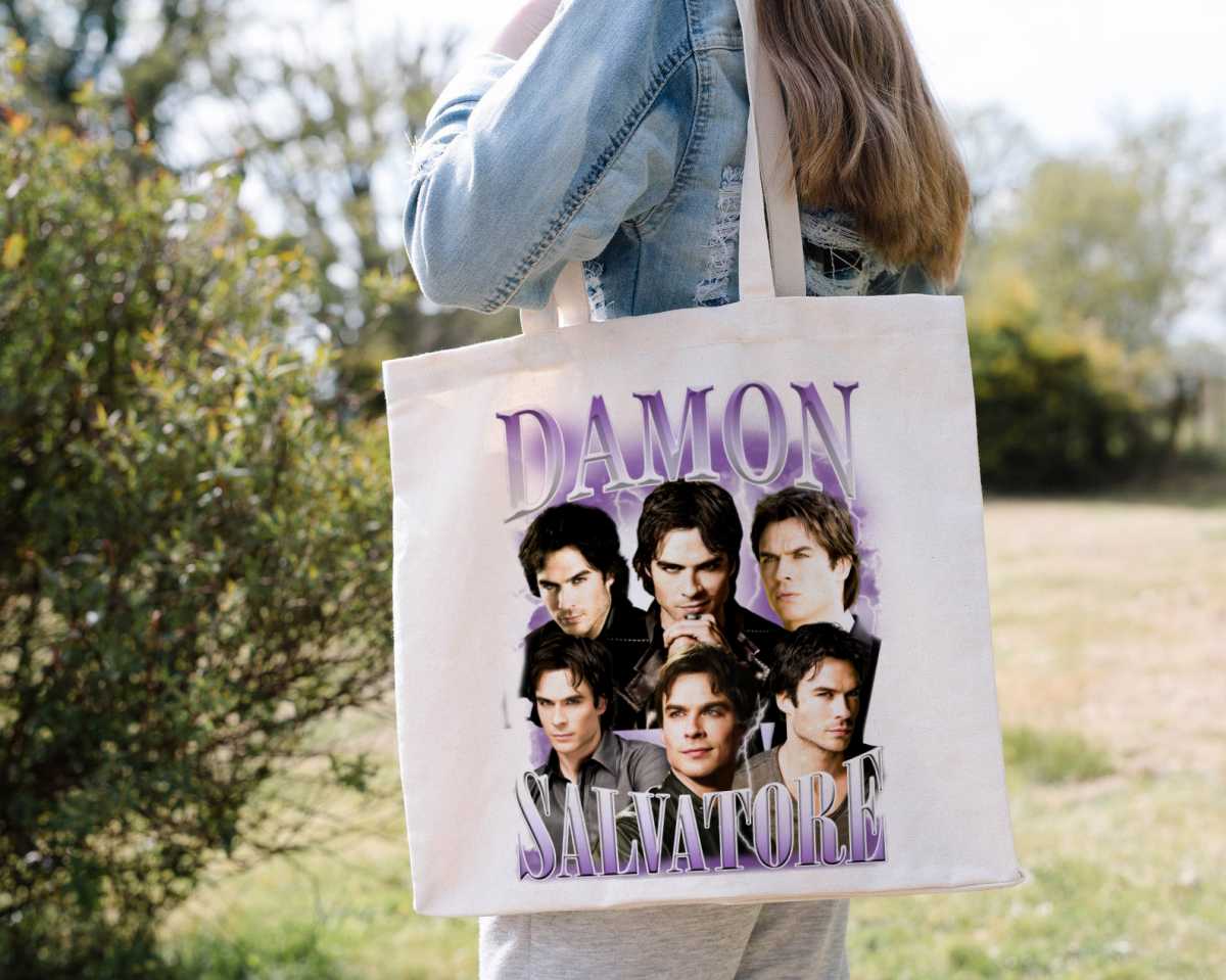 Damon Salvatore Poster Tote Bag Damon Salvatore Poster Tote Bag
