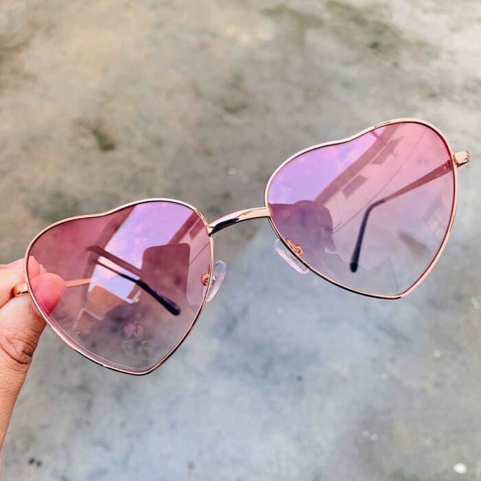 Metal Frame Heart Shaped Sunglasses