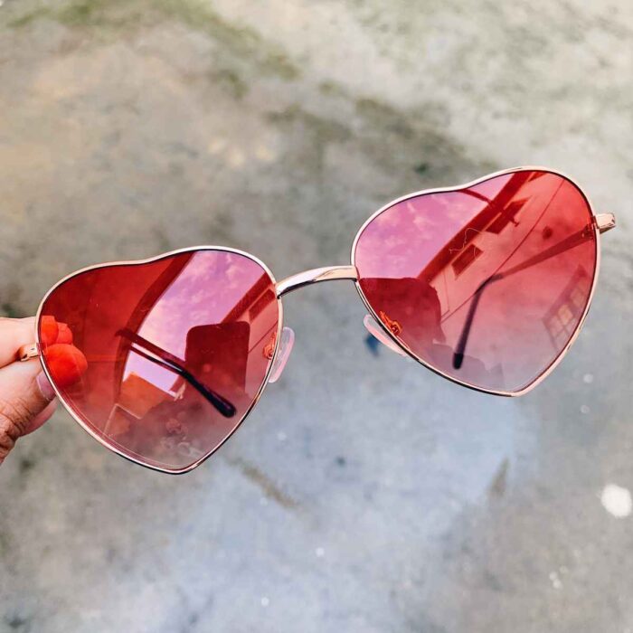 Metal Frame Heart Shaped Sunglasses