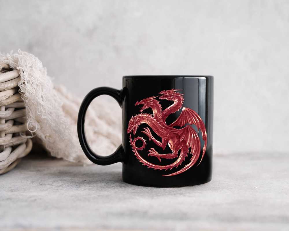 House Targaryen Maroon Logo Black Mug House Targaryen Maroon Logo Black Mug