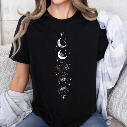 Floral Moon and Dragon T-Shirt