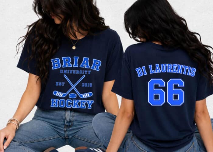 Briar University Hockey Back and Front Design T-shirt - Image 3