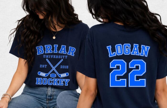 Briar University Hockey Back and Front Design T-shirt - Image 2