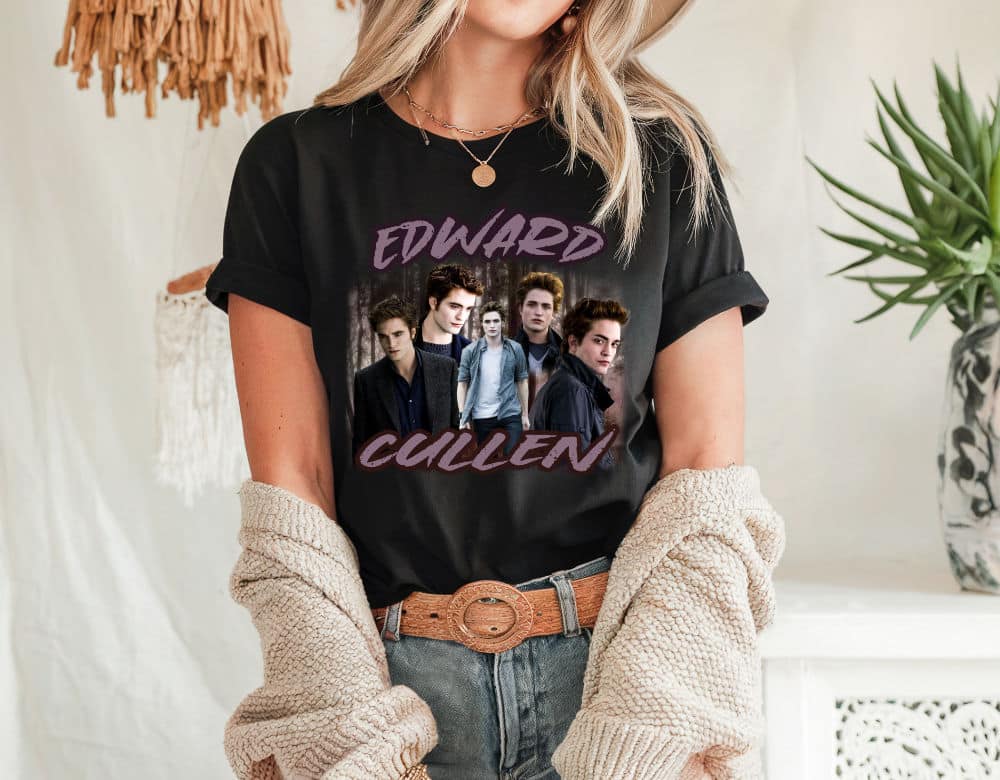 edward 5 Edward Cullen Poster T-Shirt (Purple Landscape) - Image 1